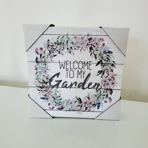 Welcome to my garden floral reath wall art Square 7 in x 7 in x 1.5 in